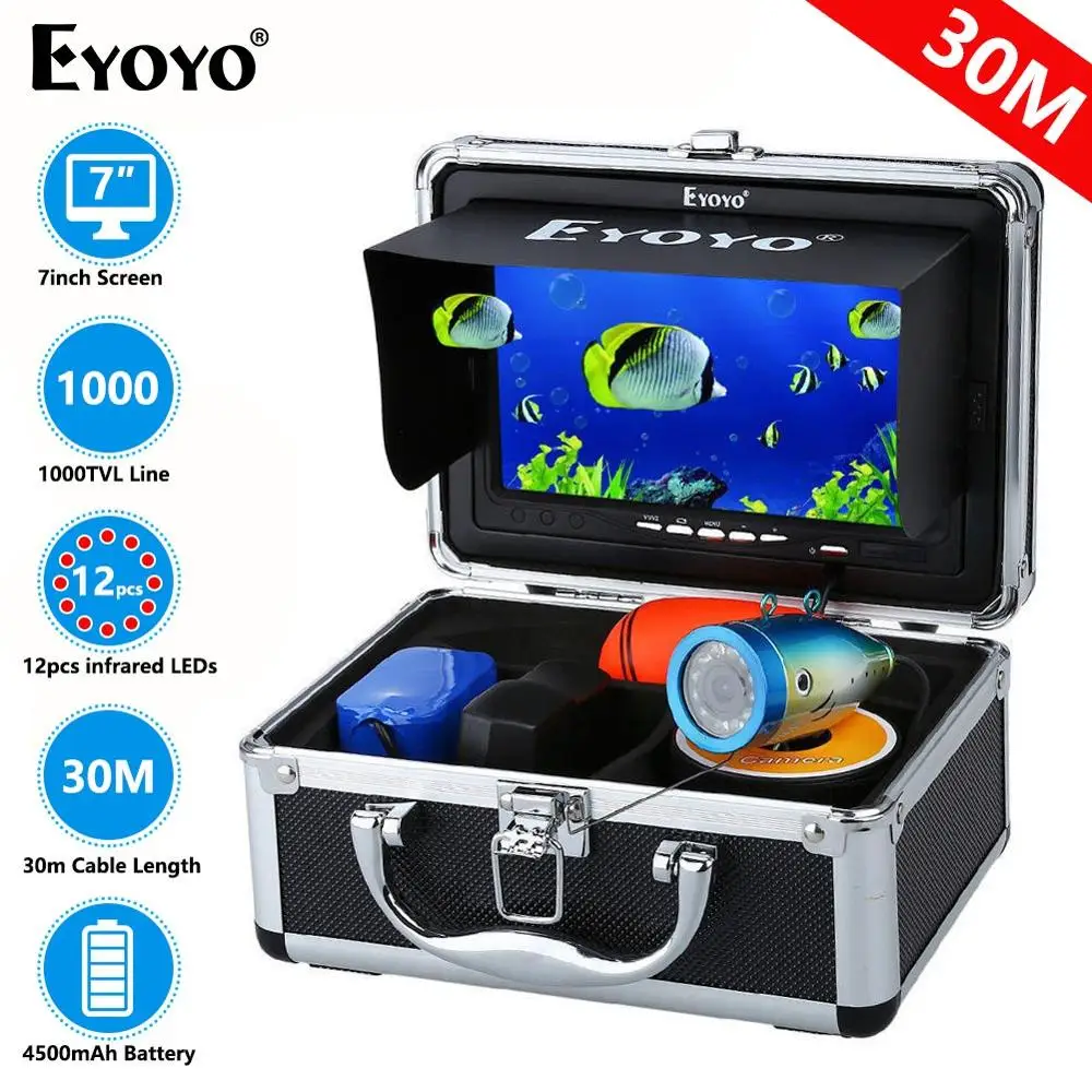 US $108.30 Eyoyo Ef07b 7 Fish Finder Underwater Ice Fishing Camera 12pcs Led Fishfinder Winter Carp Fishing Tackle Accessories Camera 720p