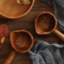 12*8*5,5 см японский ретро мини Деревянный Совок креативный деревянный пресс-подборщик для воды с ручкой ложка для воды Кухонные деревянные столовые приборы