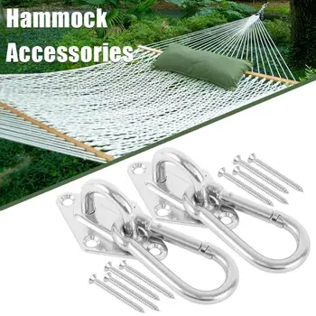

800lb Capacity Heavy Duty Hammock Hanging Spring Hook +Matching Screws Kit Mount Swing Chair Stainless Steel