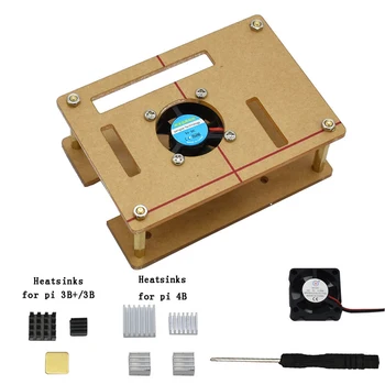 

1Set Acrylic Clear Case Cover with Silver Heatsinks Screwdriver for Raspberry Pi 4B/3B+/3B Accessories Drop Ship