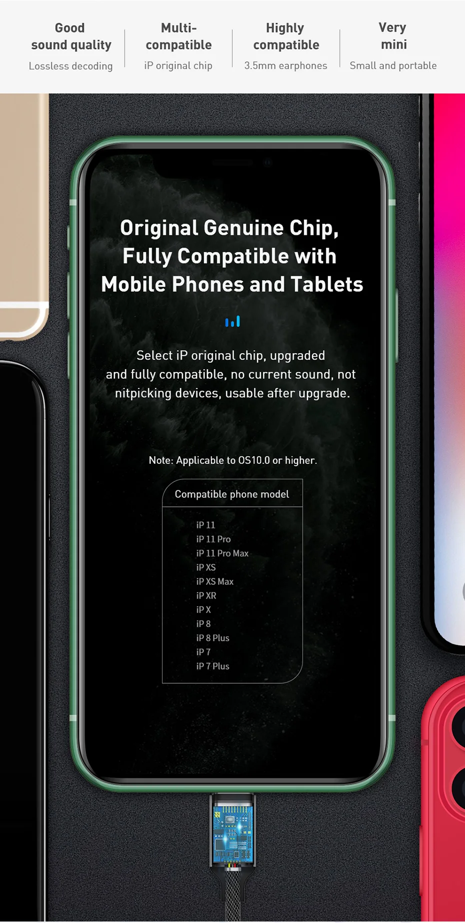 Baseus освещение 3,5 мм аудио кабель-адаптер для iPhone 11 Pro X XS XR 8 7 3,5 мм разъем AUX Наушники Адаптер сплиттер