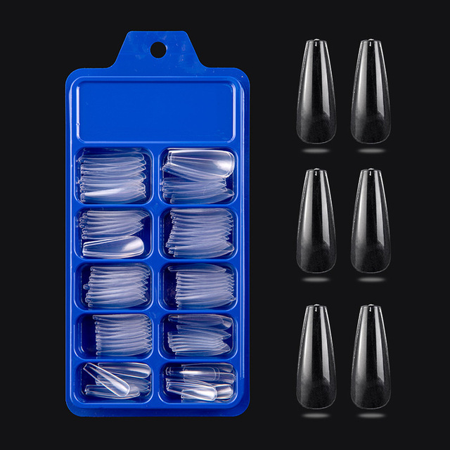 Full Cover Coffin Fake Nails Artificial Press on Nails Long Ballerina Design Clear/Natural/white False Nails Art Tips