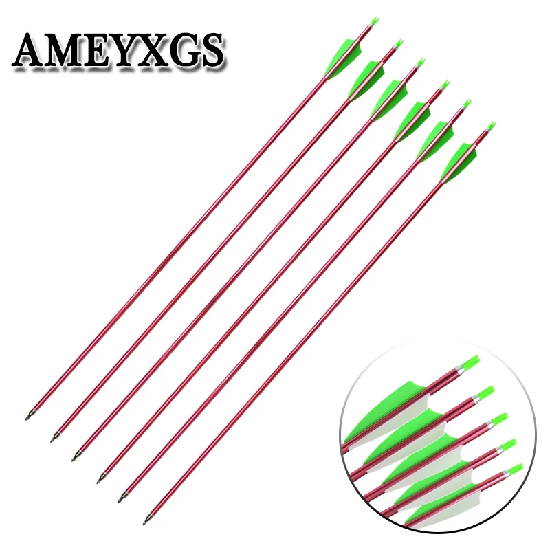 

6/12pcs Archery Spine500 Aluminum Arrow 100gr Arrow Shield Rubber Feather Outdoor Hunting Shooting Practice Accessories