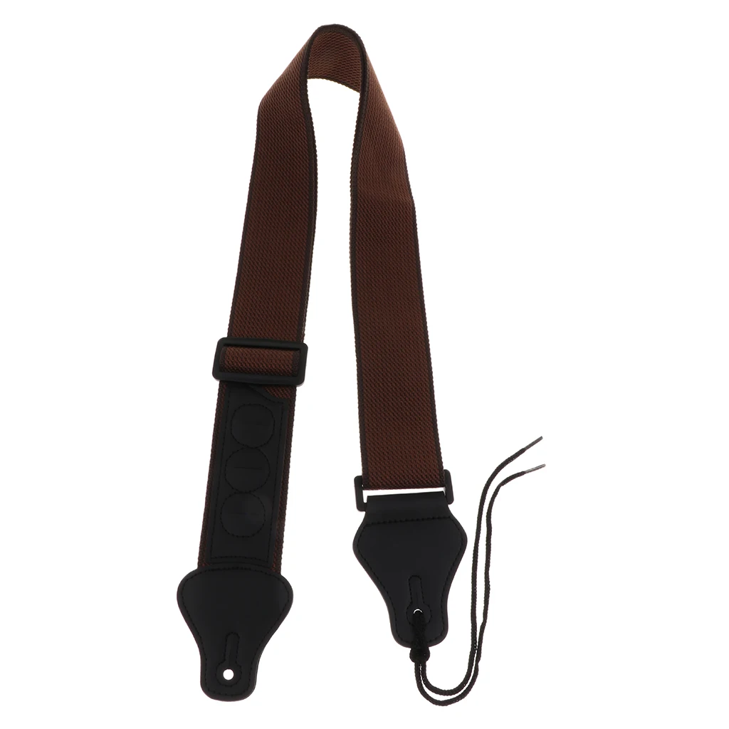 Adjustable Strap Belt+Picks Holder For Guitars Bass Mandolin Parts Brown