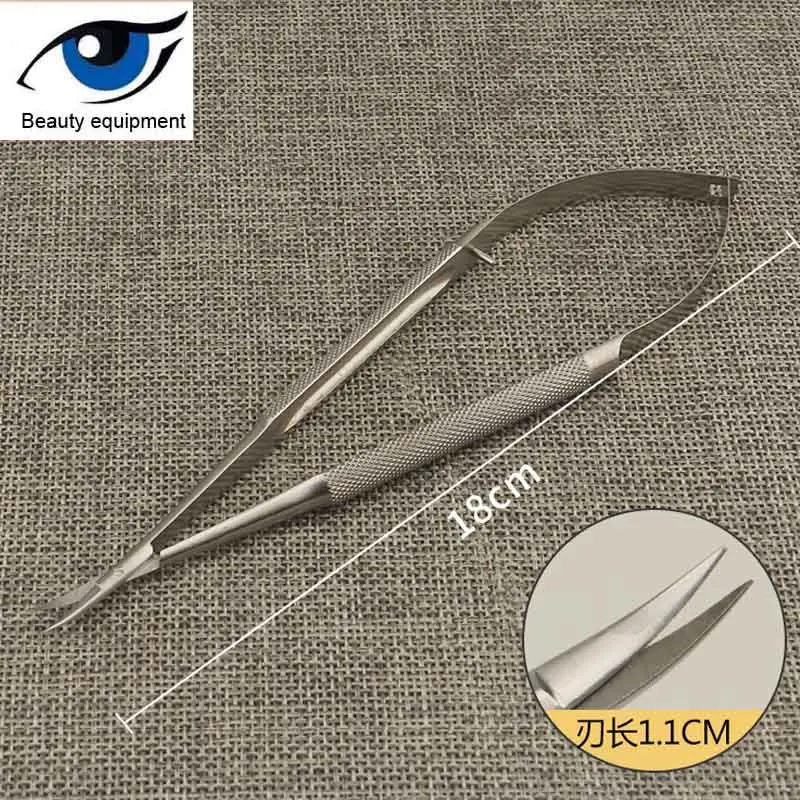 Ophthalmology microsurgery round handle ophthalmic scissors corneal scissors suture removal open eye double eyelid surgery sciss - Цвет: Темно-синий