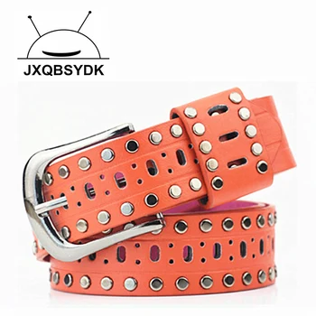

2020 Belts for Women Fashion Pin Buckle Porous Hole Rivets Female Belts Imitation Leather PU Women Belts Cintura Donna