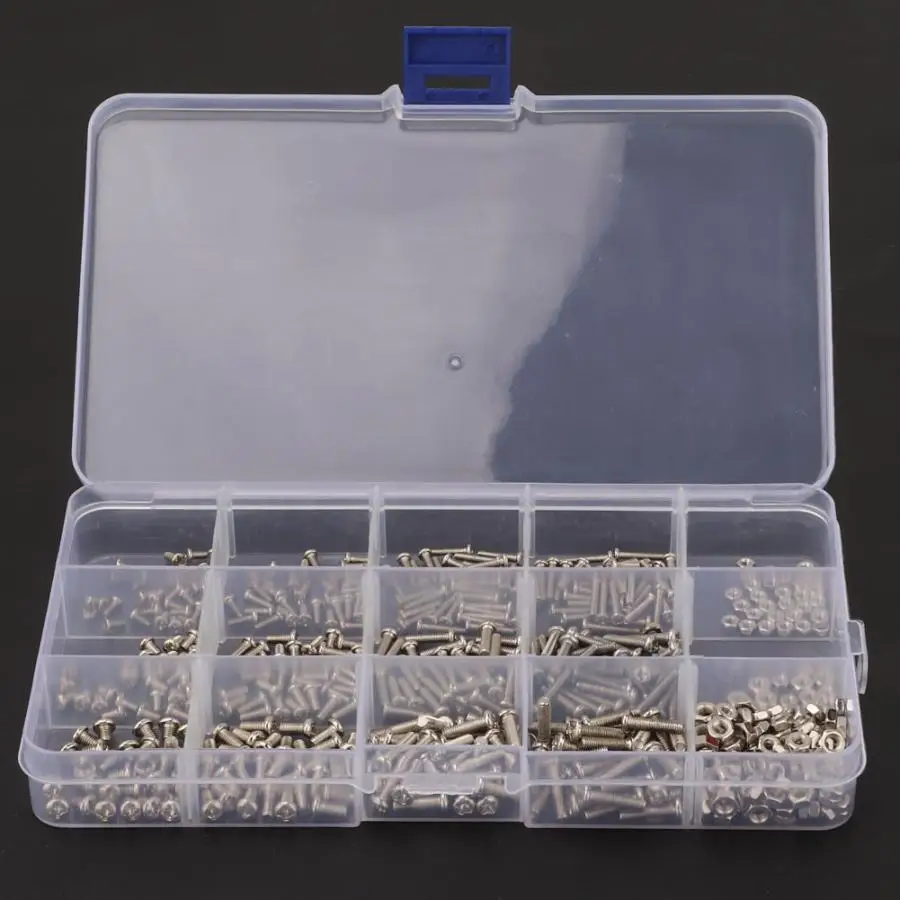 

440pcs M2 M2.5 M3 Cross Round Head Stainless Steel Screw Bolt Nut Assortment Set tornillos cabeza