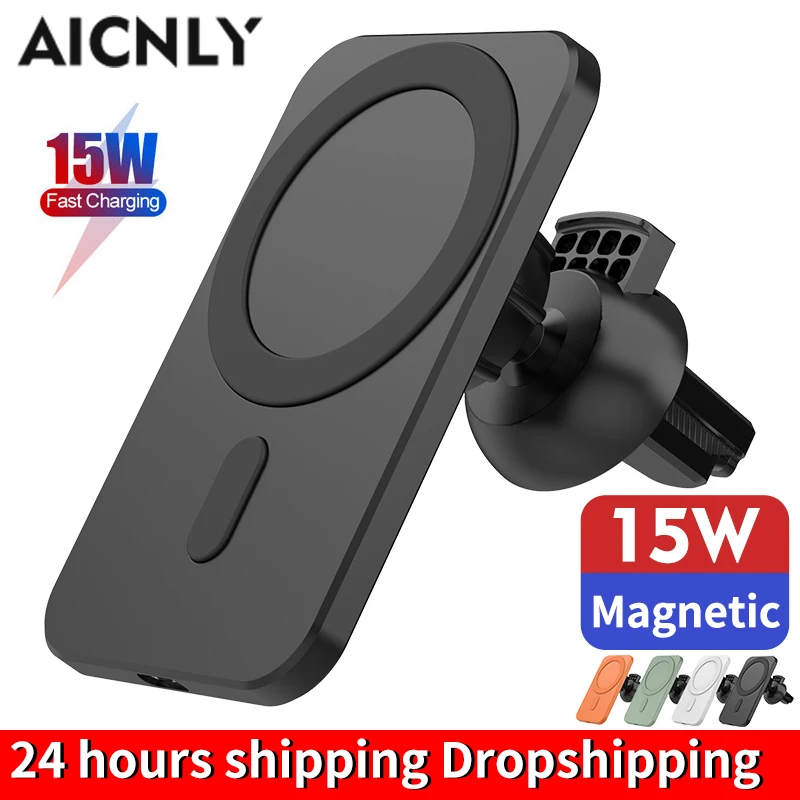 15W Magnetic Wireless Charger Smart Phone Holder For Magsafing iphone12 Pro Max Mini Car Wireless Chargers Fast Charging Station