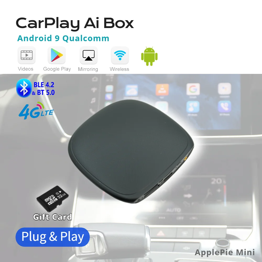 Applepie Mini Wireless Carplay Car Ai Box Android 9 4+64g Plug