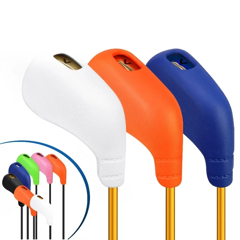 

8 Pcs Golf Iron Head Cover TPE Eco Friendly Durable Waterproof Golf Headcover Blue Black Pink White Green Head Protector