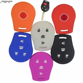

jingyuqin 10pcs Silicone 4 Button Car Key Case Cover For Nissan Maxima Versa Altima Sentra Tiida Armada Car Key Holder Protector