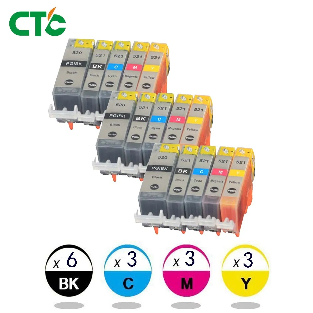 15 шт. совместимый canon 520x521 cartucho de tinta для Canon PIXMA IP3600 IP4600 IP4700 MP540 MP550 MP560 MP640 MP620 |