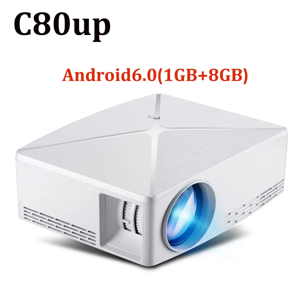 C80 мини-проектор 1280x720P Android6.0 2,4G wifi 1GB 8GB светодиодный портативный проектор C80UP Bluetooth 4,0 3D проектор для 4K домашнего кинотеатра - Цвет: C80UP White