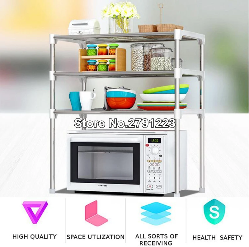 Étagère à micro-ondes à 2/3 étages pour la cuisine, meuble de rangement, rack, organisateur, classeur, pour la salle de bain, pour la bibliothèque, pour les chaussures, pour conserver des épices, des