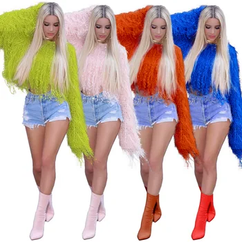 

2020 spring elegent women polyester regular pullover tassel sweater
