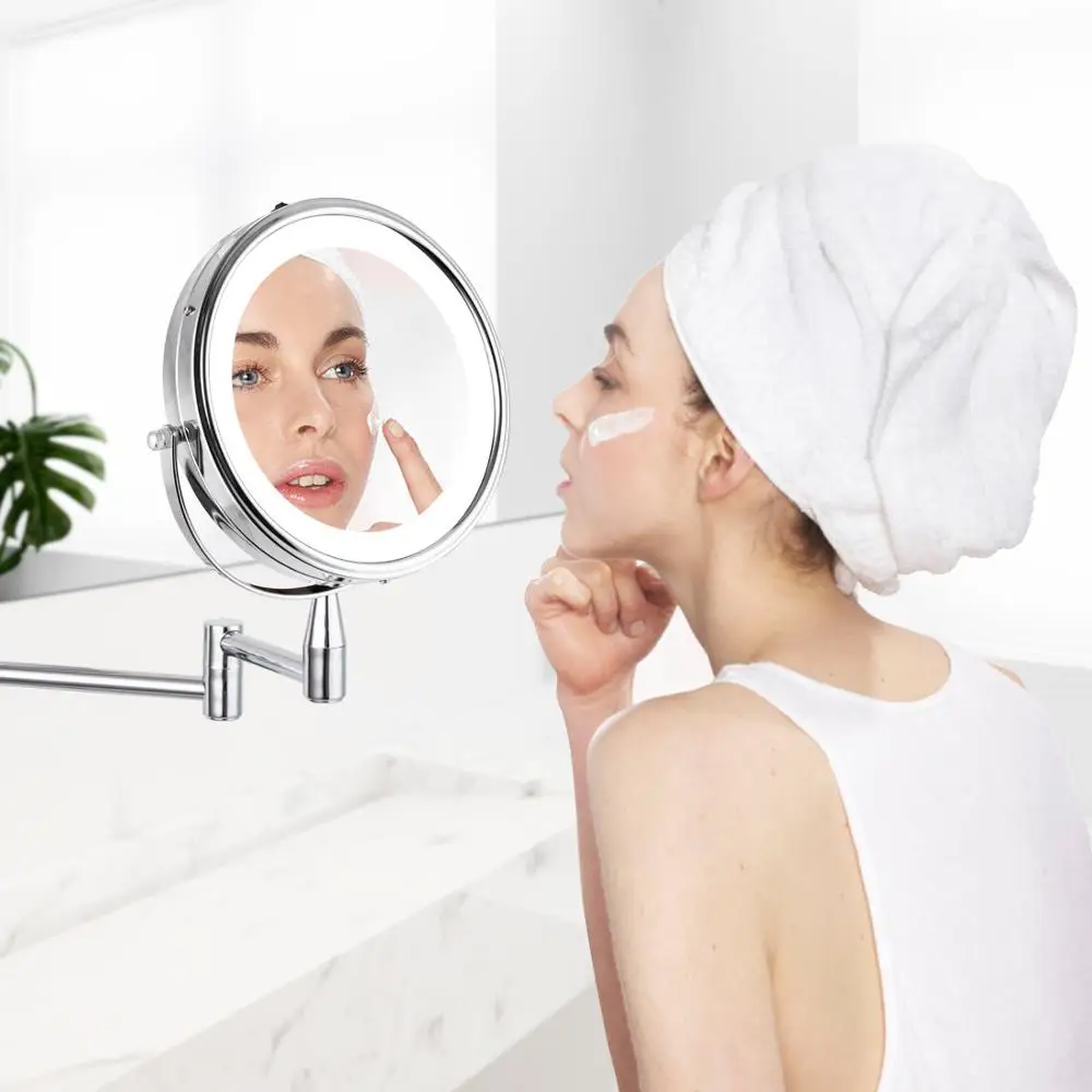Billige ANHO 6 Inch Einstellbar LED Make Up Spiegel 3X 5X 7X Vergrößerung Wand Montiert Spiegel Dual Arm Verlängern Kosmetik Spiegel