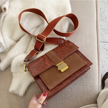 

Mododiino Patchwork Crossbody Bags Female Bag Panelled Shoulder Bag High Quality PU Leather Messenger Bag Lock Flap Bags DNV1379