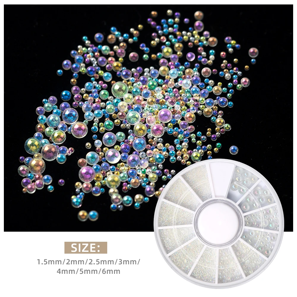 HNUIX Mix Sizes White Nail Art Tips Half Pearls 3d Nail Beads Rhinestone Decoration DIY Beauty Salon Manicure Supply