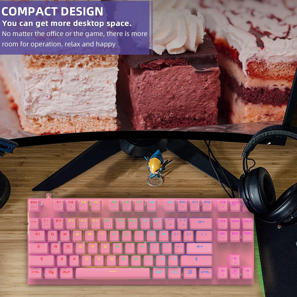 MOTOSPEED CK82 87 Key Mechanical Keyboard RGB Backlit Red Switches Gaming Full Key Anti-ghost For Russian PC Mac Windows Android