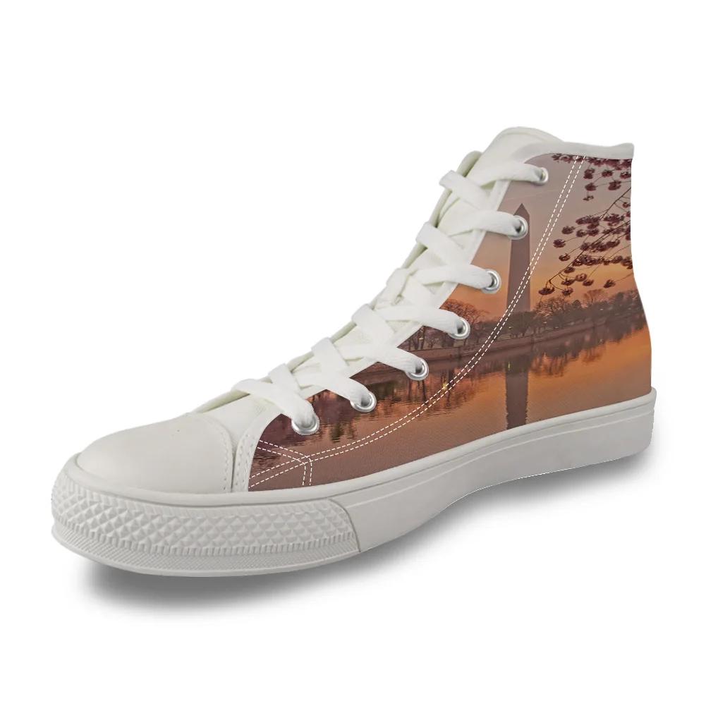 

Washington Sakura Plant Landscape Landmark Tourism History High Top White Canvas Vulcanized Breathable Shoes