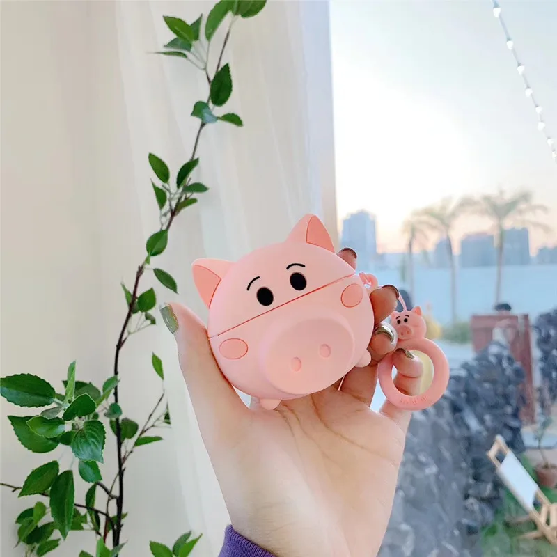Для AirPods Pro Чехол с милым мультяшным розовым поросенком Забавный 3D поросенок