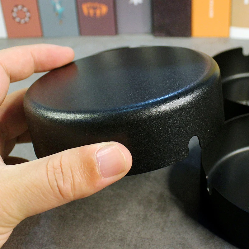 Black Matte Frosted Creative Round Metal Stainless Steel Ashtray For Bar Restaurant Made Laser Engraving Lettering