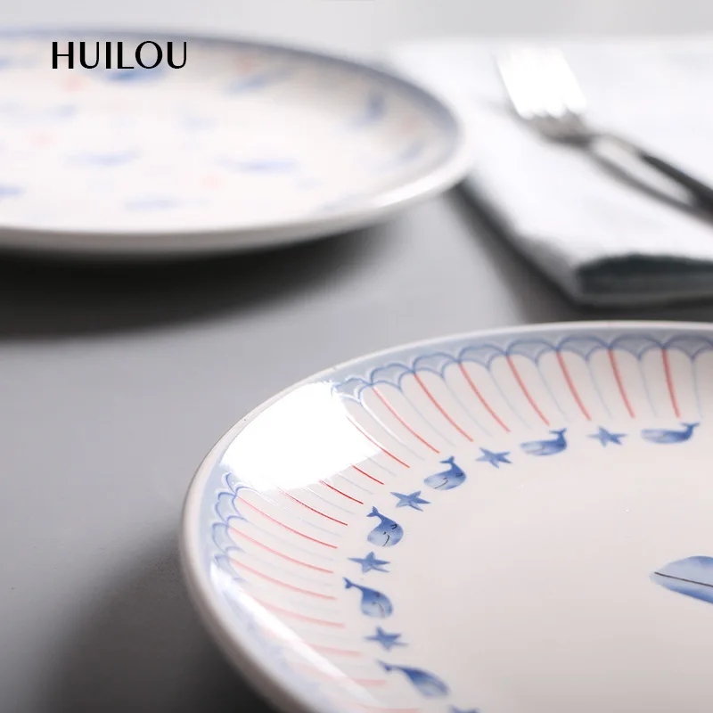 

Creative Circle Ceramic Plate Cartoon Tableware Fruit Bowl Household Dish Breakfast Plate Bowl Dish & Plate