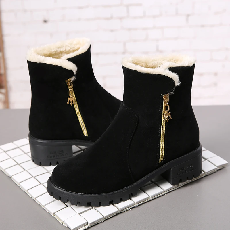 

new Women fur Boots Leather Ankle Martens Boots for Women Casual Dr. Motorcycle Shoes Warm corduroy Winter Shoes Zapatos Mujer