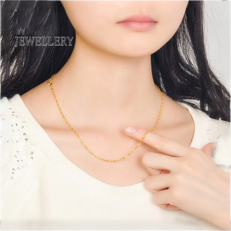Real Solid 999 24k Yellow Gold Necklace 