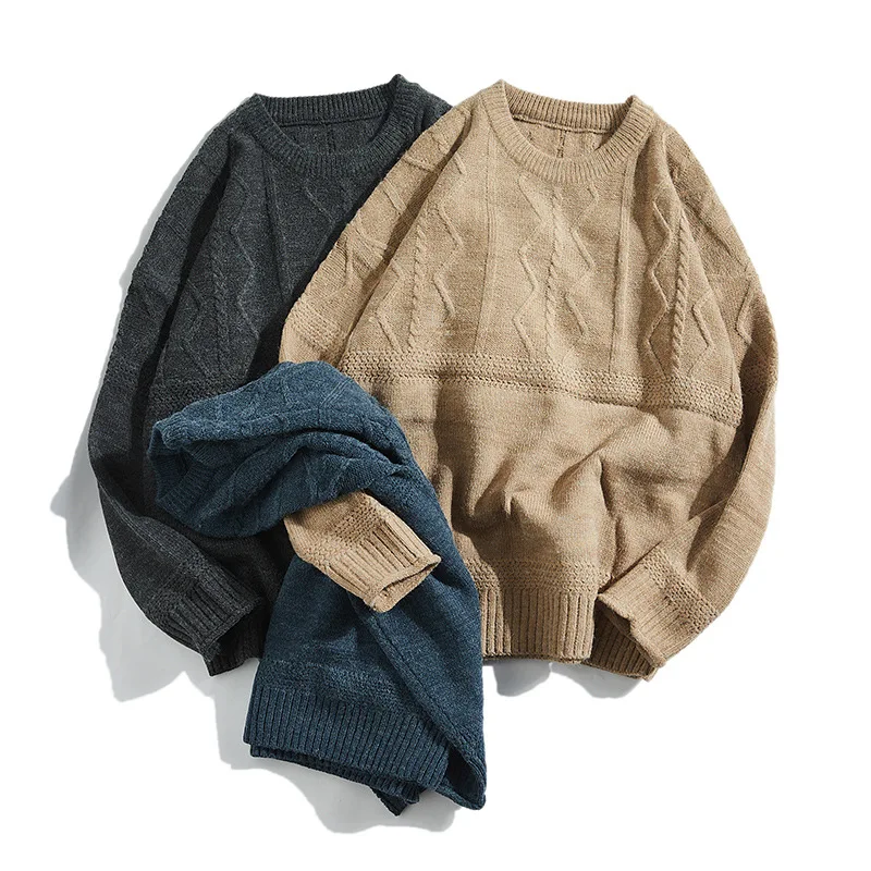 Sweaters Pullover Men 2019 O-Neck Retro Warm Mens Sweaters Loose Solid Winter Distressed Sweater for Men Japanese Casual Sweater Sweaters Pullover Men 2019 O-Neck Retro Warm Mens Sweaters Loose Solid Winter Distressed Sweater for Men Japanese Casual Sweater