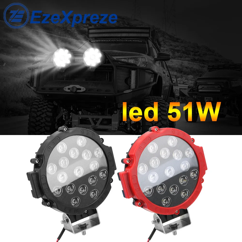 1 шт. 7 дюймов Светодиодная рабочая фара бар 12V 24V 51 Вт 4х4 аксессуары для