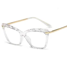 Модные прозрачные женские очки с кошачьим глазом, роскошные прозрачные очки, женские очки в оправе при близорукости, UV400 линзы