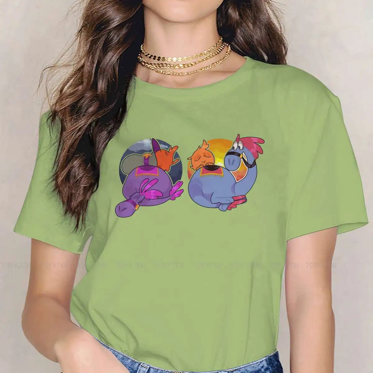 Day Night Woy O Collar Tshirt Wander Over Yonder Comic Adventure Animation Fabric Classic T Shirt Girl Top Individualità Hot