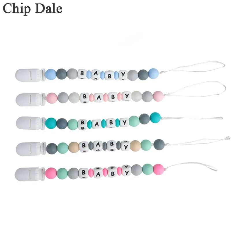 Chip Dale Custom Baby Personalize Name pacifier Clip Chain Silicone Beads Soother Chew Teether Toy Nipple Holder | Мать и ребенок
