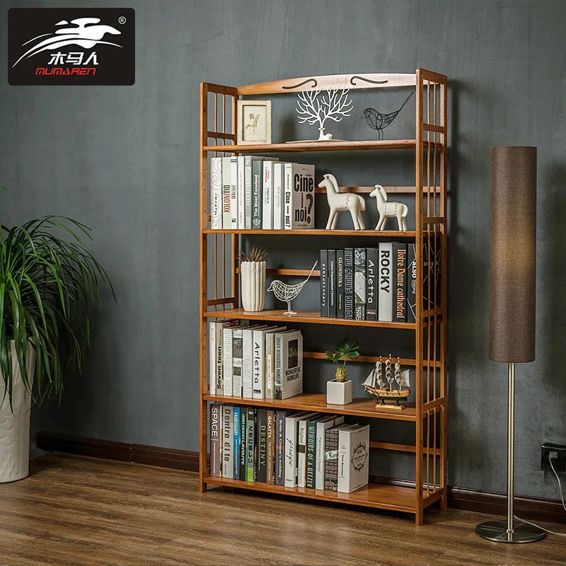 

Solid Wood Bookshelf Elegant Book Display Rack Standing Living Room Shelves Kitchen Storage Books Magazine Organizer CDs Holder