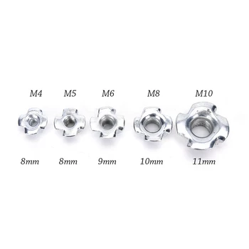 

10pcs/Set Wholesale Four Prong Furniture T Nut Inserts For Wood Zinc Plated M4/M5/M6/M8/M10