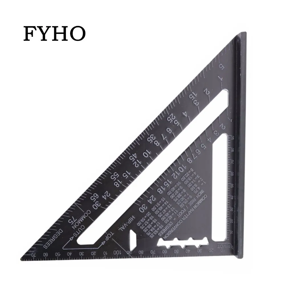 7 дюймов черная треугольная измерительная линейка из алюминиевого сплава