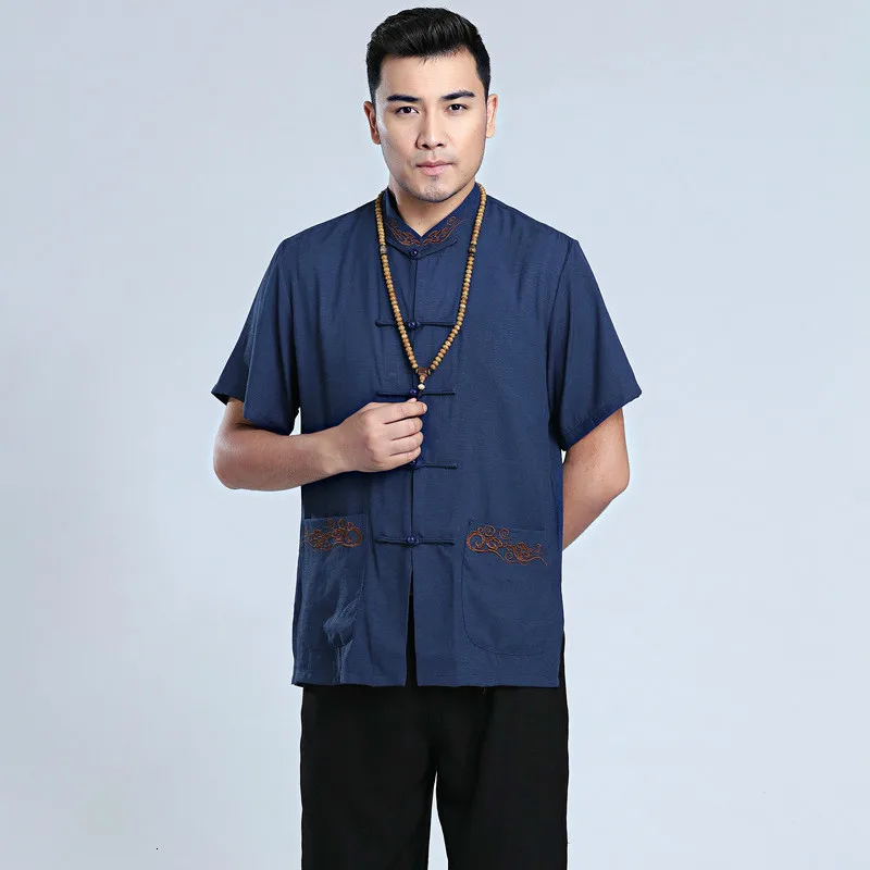 Традиционная одежда Hanfu, Мужская блузка, стильная Верхняя китайская одежда, Wu Shu Tai Chi Shaolin, кунг-фу, костюм для тренировок, рубашка Wing Chun