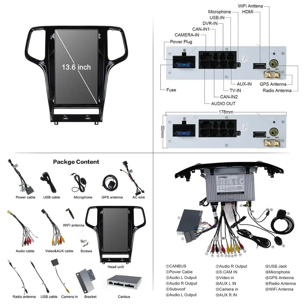 Aotsr Tesla 13," Android 8,1 вертикальный автомобильный dvd-плеер с экраном gps для Jeep Grand Cherokee 2010- встроенный carplay Bluetooth