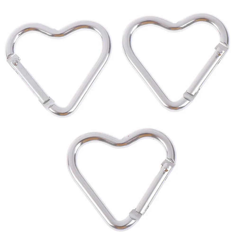 

3pcs Multi Functioned Hiking Mini Portable Clip Sport Camping Heart Shaped Carabiner Aluminum Alloy Fast Hanging Gadgets Outdoor