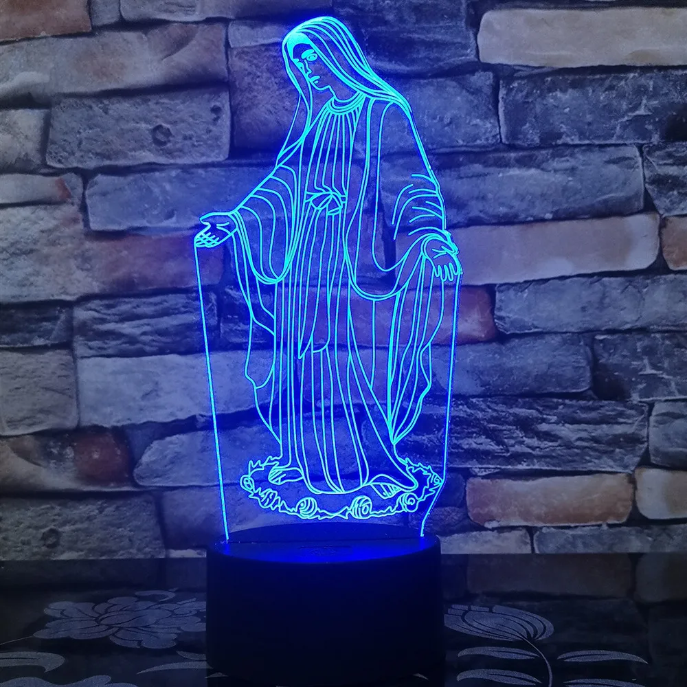  3d Led light Blessed Virgin Mary 7 Color 3d Led Night Lamps For Kids Touch Led Usb Table Lampe Baby - 4000198489565