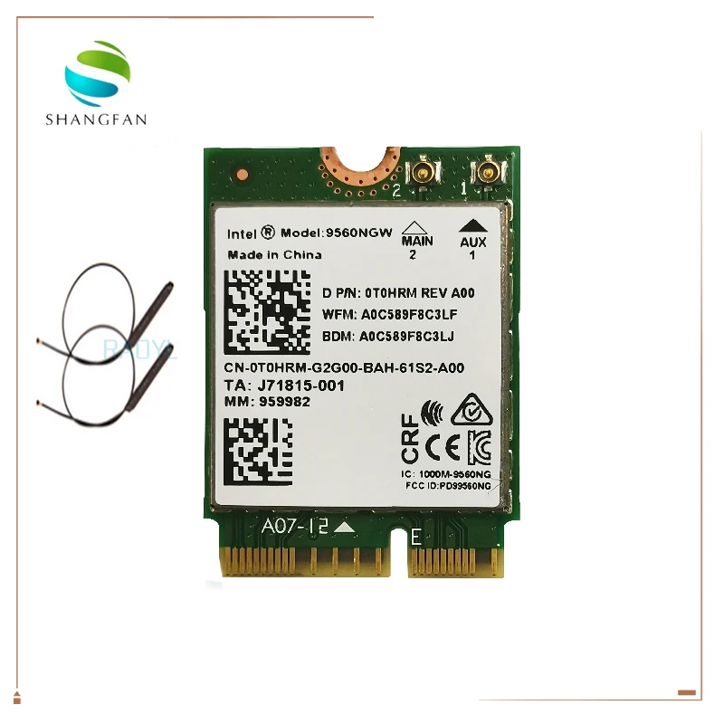 Wifi карта для Intel Двухдиапазонная AC 9560 9560NGW 9560AC 0T0HRM 1,73 Гбит/с NGFF ключ E Wifi карта 80211ac BT5.0 мм: 959982 для W10
