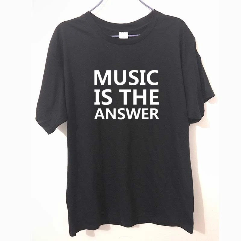 Футболка унисекс с надписью MUSIC IS THE ANSWER хлопковая Повседневная забавная футболка