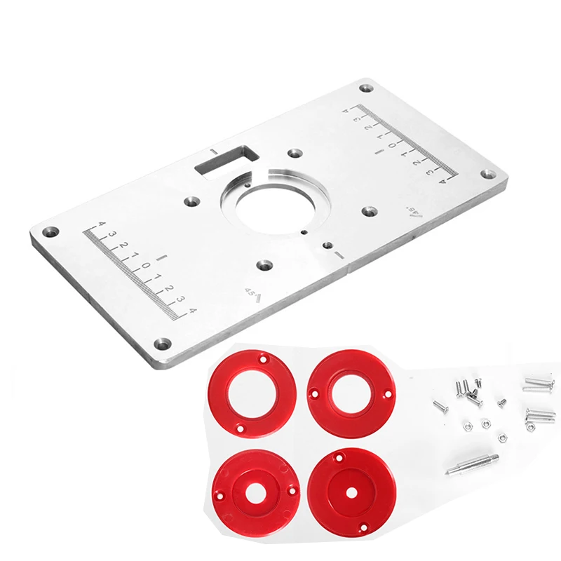 Aluminum Router Table Insert Plate Electric Wood Milling Trimming Machine Flip Plate With Cover For Woodworking Engraving DIY