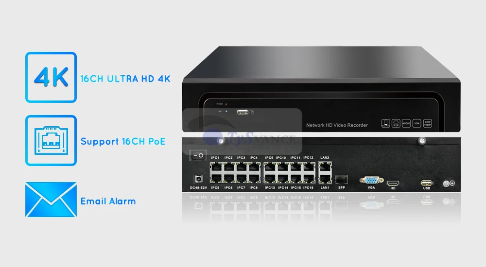 TySvance 16ch POE NVR 4K 5MP H.265 до 32ch сеть NVR видео Регистраторы 2 HDD 24/7 записывающая IP камера Onvif 2,6 P2P Системы