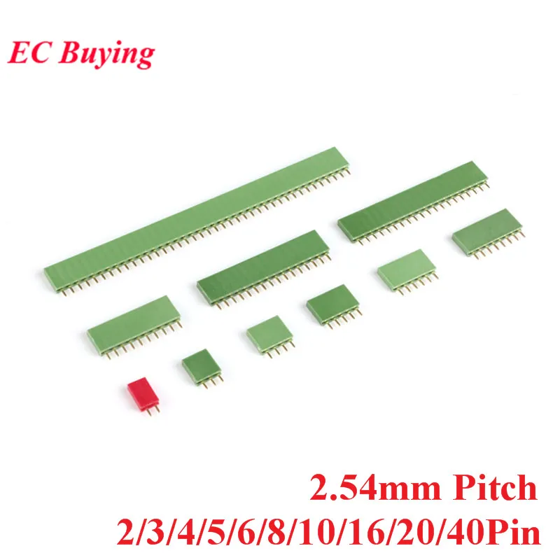 10pcs 2.54mm Pitch Single Row Female Pin Straight Header Connector Socket 1X2/3/4/5/6/8/10/16/20/40Pin PCB For Arduino | Электронные