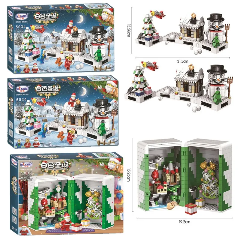 

New Creator Expert Building Blocks Christmas Sets Girl Friends City Idea Santa Claus Dust Cover Bricks Toys For Children Gift