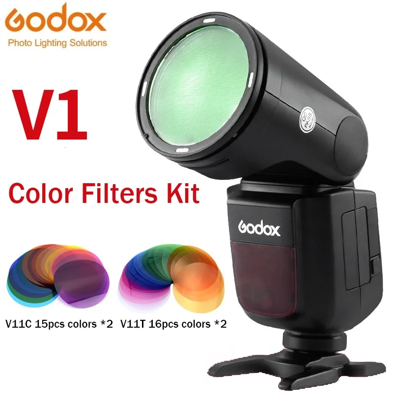 Godox V11C V11T Color Effects Set Color Temperature Adjustment Set for V1 H200R AK-R1 Round Flash Heads 30pcs Gel Filters