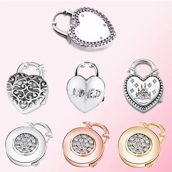 

2019 100% 925 Sterling Silver Signature Loved HEART PADLOCK CLASP Fantasyland Castle Chain Valentine's Day DIY Bracelet Bangle