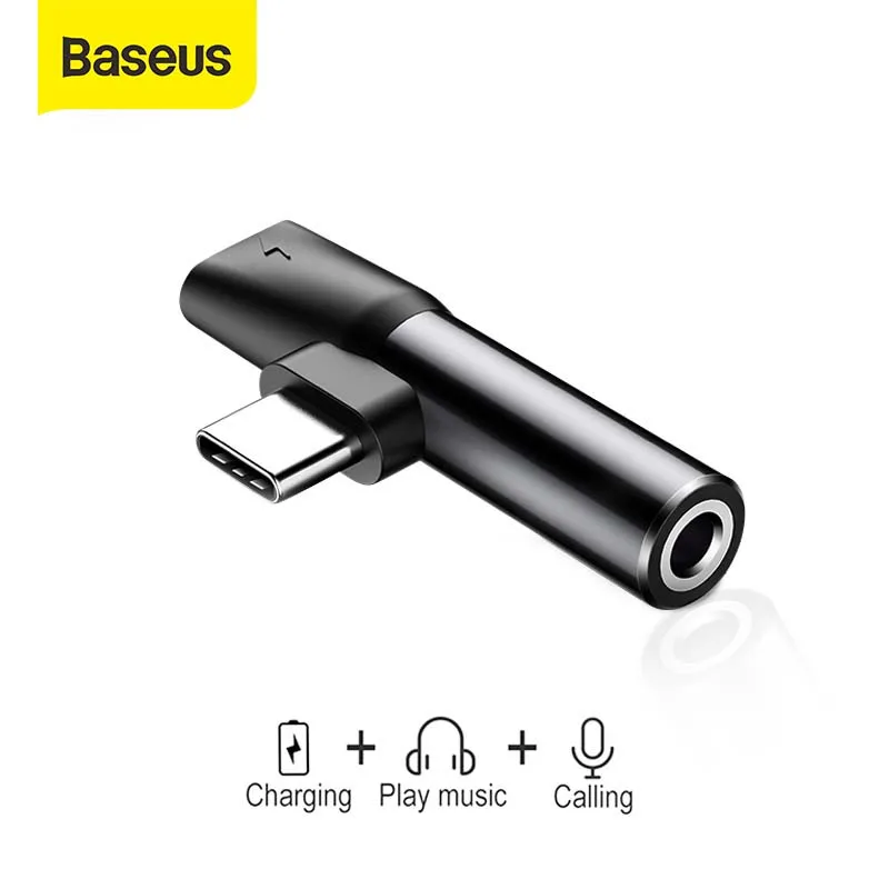 Baseus-convertidor USB tipo C 2 en 1, adaptador a conector Aux de 3,5mm, extensión de carga USB C, adaptador de auriculares para Xiaomi 8 y Huawei